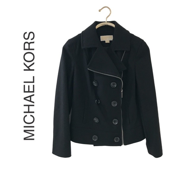 MICHAEL Michael Kors Jackets & Blazers - MICHAEL KORS Black Wool Double-Breasted Zip Buttons